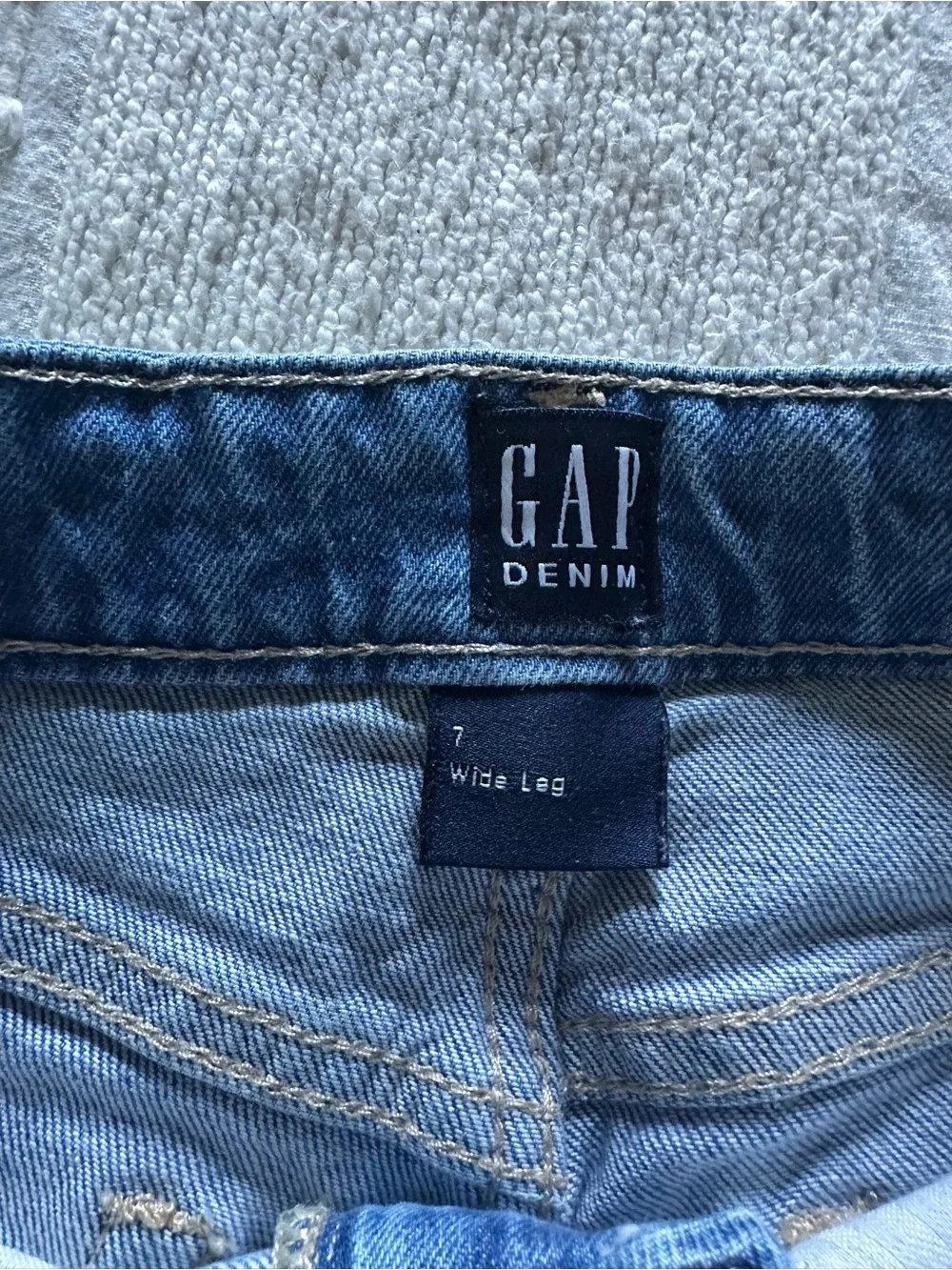 GAP Light-Medium Blue Wide Leg Distressed Jeans
